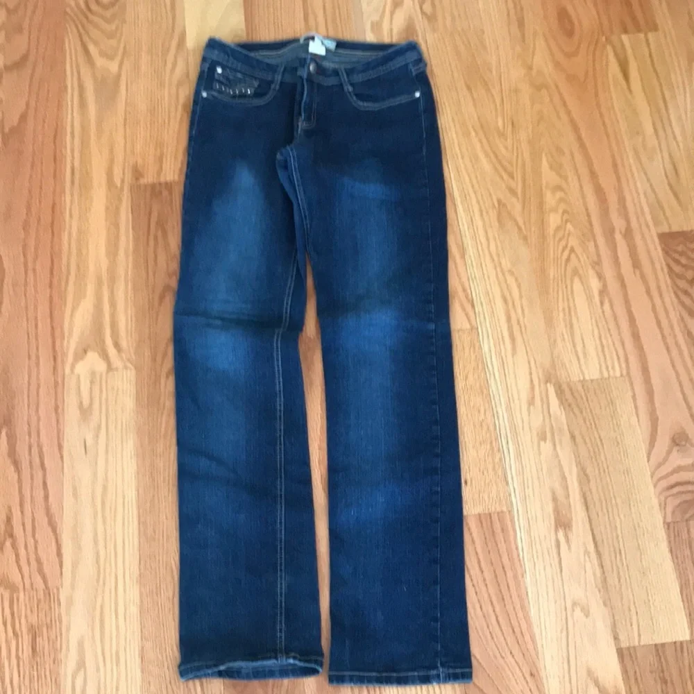 Tyte Jeans Embellished Low Rise Junior Jeans Size 11 Denim Blue Straight Leg